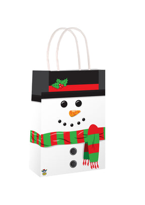 Snowman Christmas Paper Bag with Handles (16 x 22 x 8cm) Quantities of 12 Wholesale