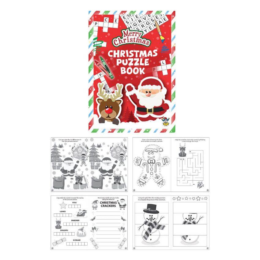 Mini Christmas Puzzle book with festive cover design and various puzzles.