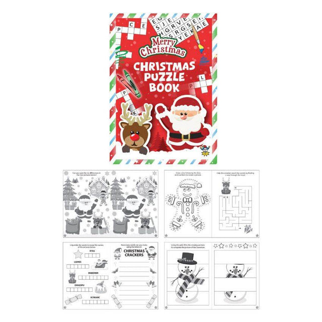 Mini Christmas Puzzle book with festive cover design and various puzzles.