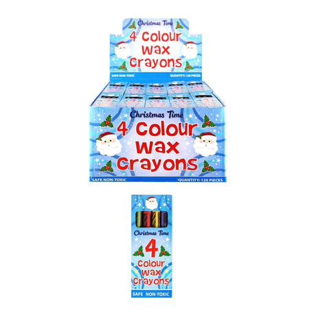 Christmas Wax Crayons pack with festive colors and Santa design.