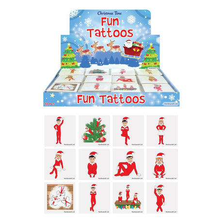 Mini Elfin Around temporary tattoos, 12 unique 4cm designs, playful and fun.