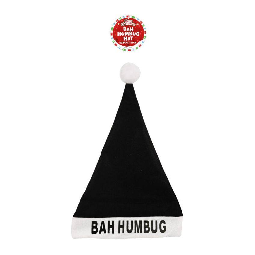 Bah Humbug Christmas Hat with festive design and humor for holiday outfits.