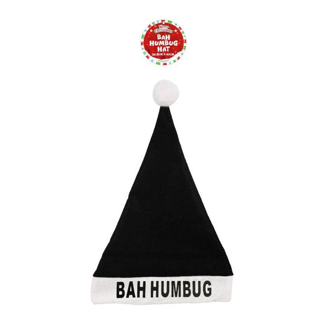 Bah Humbug Christmas Hat with festive design and humor for holiday outfits.