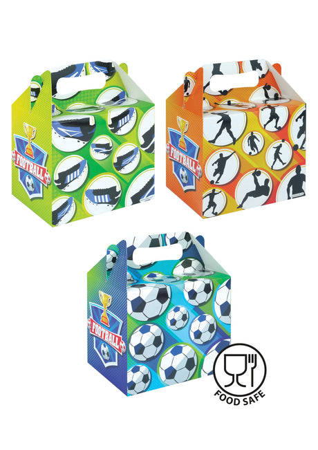 Football-themed party boxes for game day snacks.