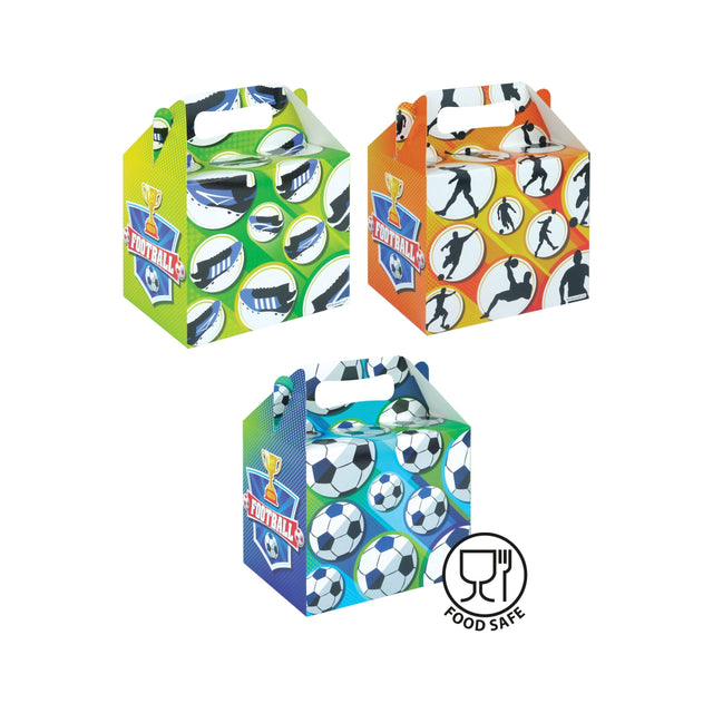 Football-themed party boxes for game day snacks.