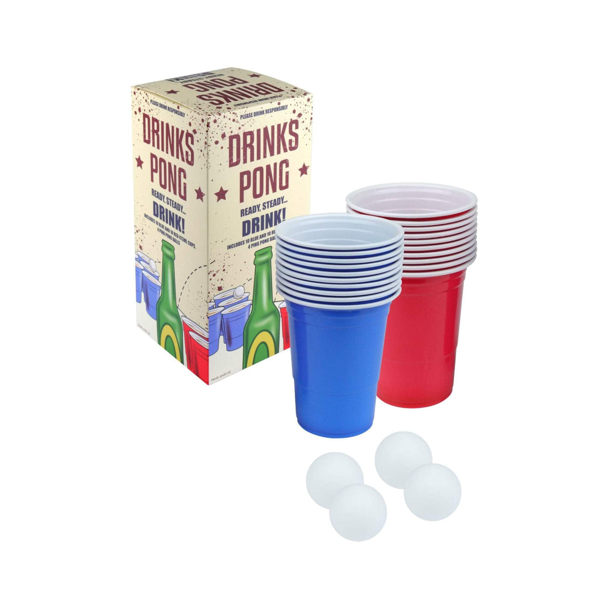 Beer Pong Game 24-Piece Set with cups and balls for parties.