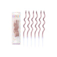6-pack rose gold tall wavy party candles with holders, 12cm.