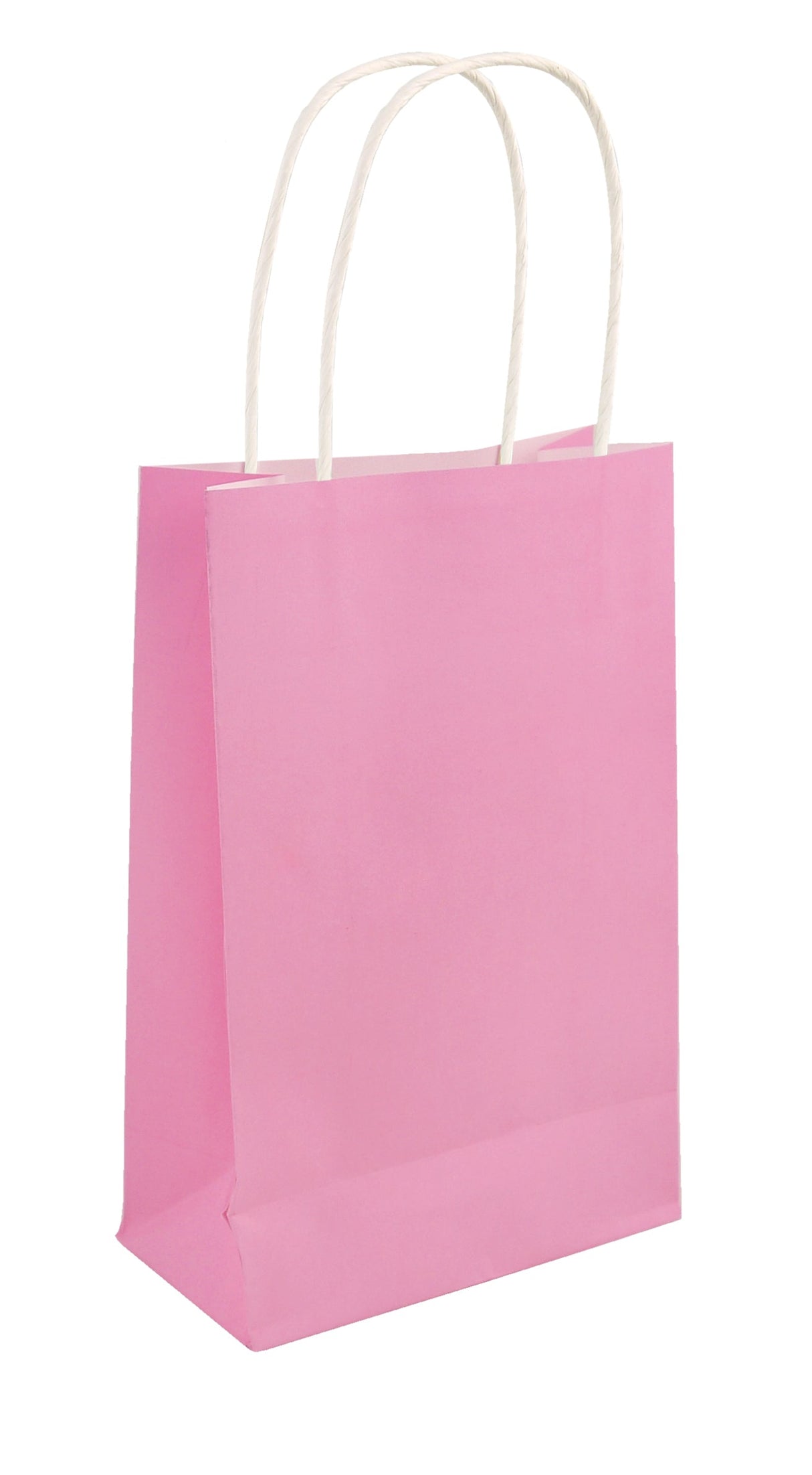 Baby pink paper party bag with handles.