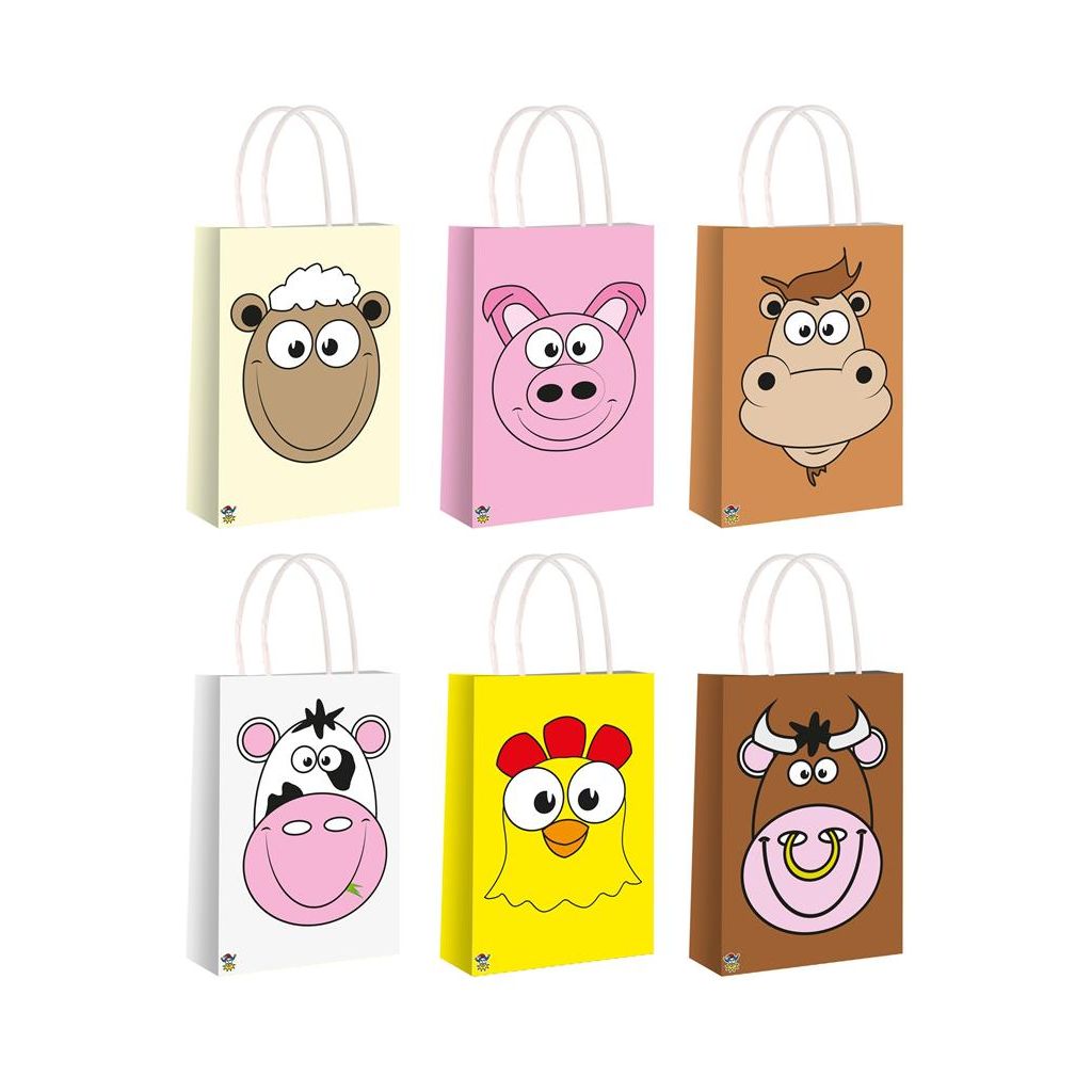 Assorted Farm Party Bags featuring fun farm animal designs.