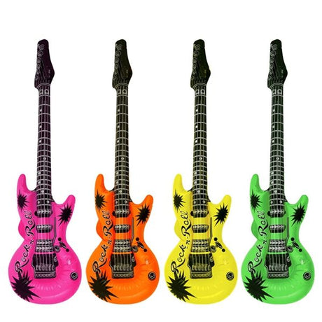 55cm Neon Inflatable Guitar Quantities of 12 Wholesale
