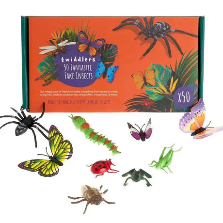 50 Different Fake Insects set with realistic bug designs for pranks and art projects.