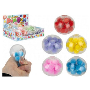 Pom Pom Squish Ball 6.5cm Quantities of 12 Wholesale