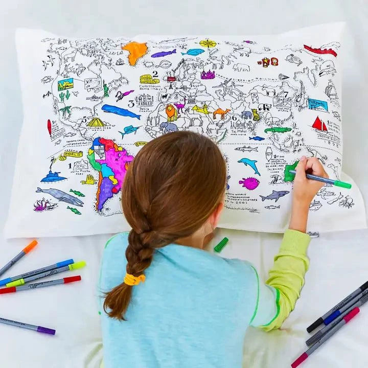 World Map Pillowcase - Diy Colouring Kit - TC Toys