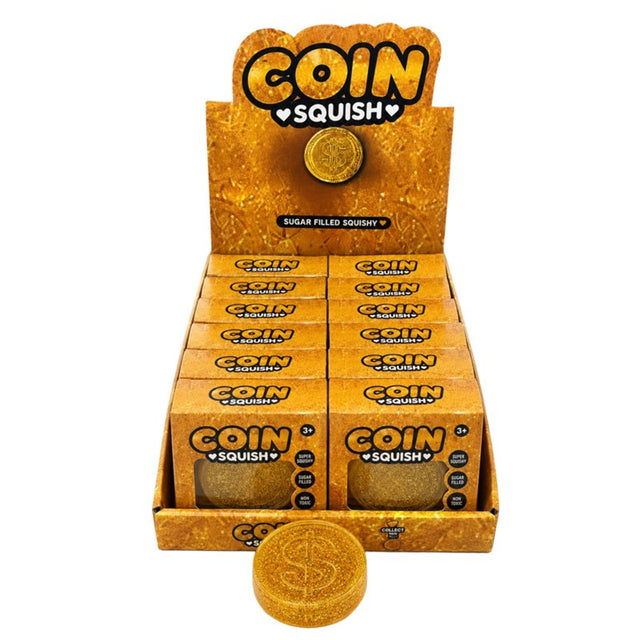 8.5cm Squishy Gold Coin Quantities of 12 Wholesale