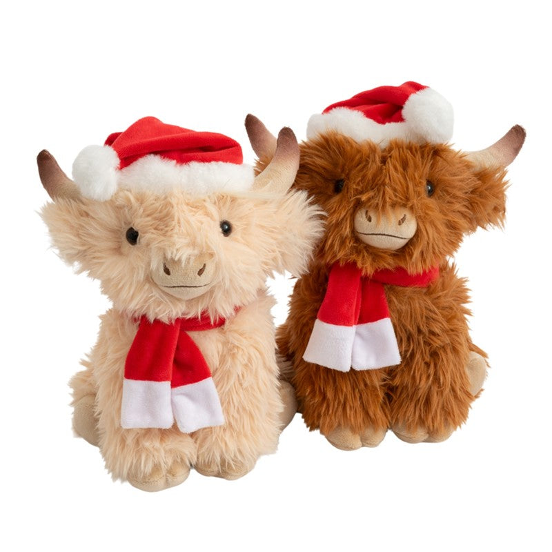25cm HIghland Cow Christmas Plush Quantities of 6