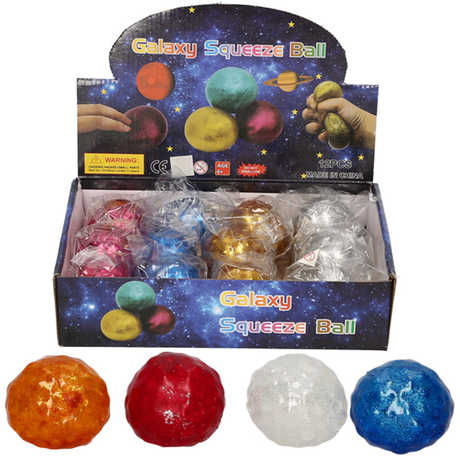 Glitter Galaxy Squish Ball 6.5cm Sold in Quantities of 12 Wholesale