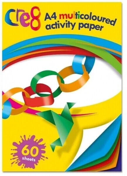 Multicolored craft paper pack with 60 sheets for DIY projects and scrapbooking.