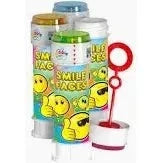 Smiley Face Bubble Tub with Wand, ideal party favor, 60ml, colorful design.