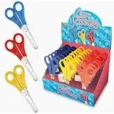 Kids craft scissors in assorted bright colors, perfect for encouraging creativity and fine motor skills.