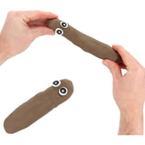 Stretchy poo sensory toy being stretched between hands, offering tactile stimulation and stress relief.