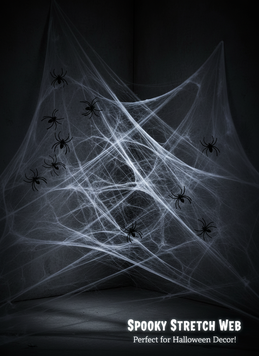 White Spiders Web (40g) with 5 Plastic Spiders
